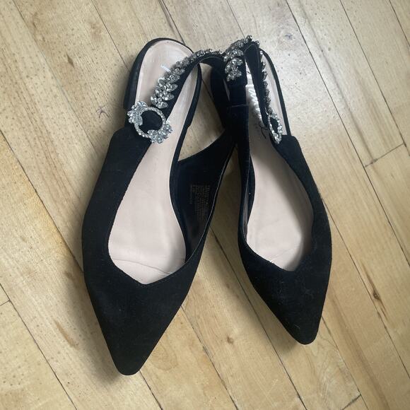 NANETTE Lepore Black Velvet Pointed Bejeweled Felicity Flats‎ Womens Size 8.5M - Picture 2 of 8